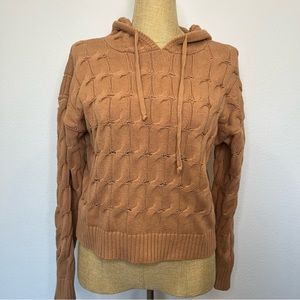 Anthropologie Saturday Sunday Ellyn Camel Knit Sweater with Hood, size Large